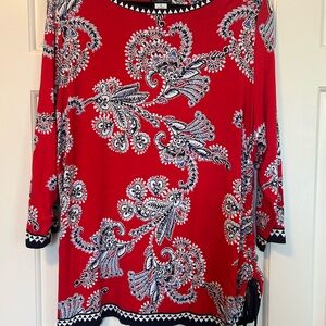 Chic Red Paisley Women's Blouse